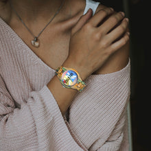 Load image into Gallery viewer, MyVybz Blended Wooden Watch - Green &amp; Blue