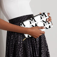 MyVybz Leather Strap Clutch Purse BLK and Silver