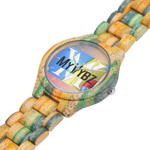 Load image into Gallery viewer, MyVybz Blended Wooden Watch - Green &amp; Blue