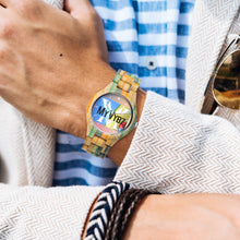 Load image into Gallery viewer, MyVybz Blended Wooden Watch - Green &amp; Blue