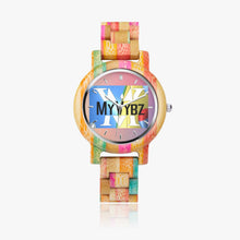 Load image into Gallery viewer, MyVybz.Blended Ice Cream Wooden Watch - Green &amp; Pink
