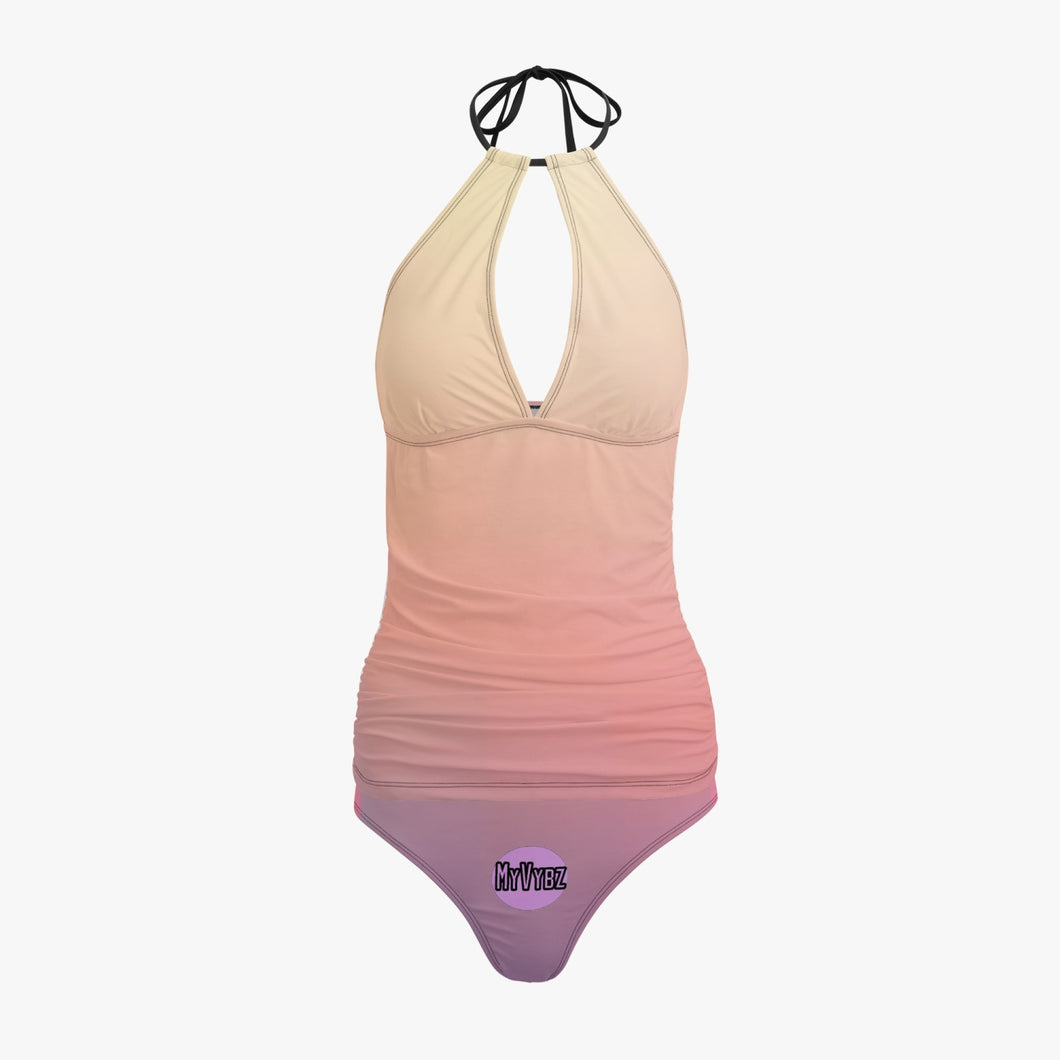 MyVybz Halter Top Two-Piece Tankini Swimsuit